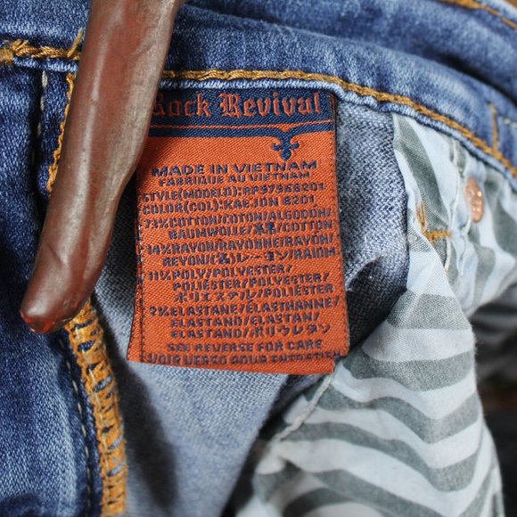 Rock Revival Distressed Styling Boot Jeans, Size 33 - Picture 10 of 11